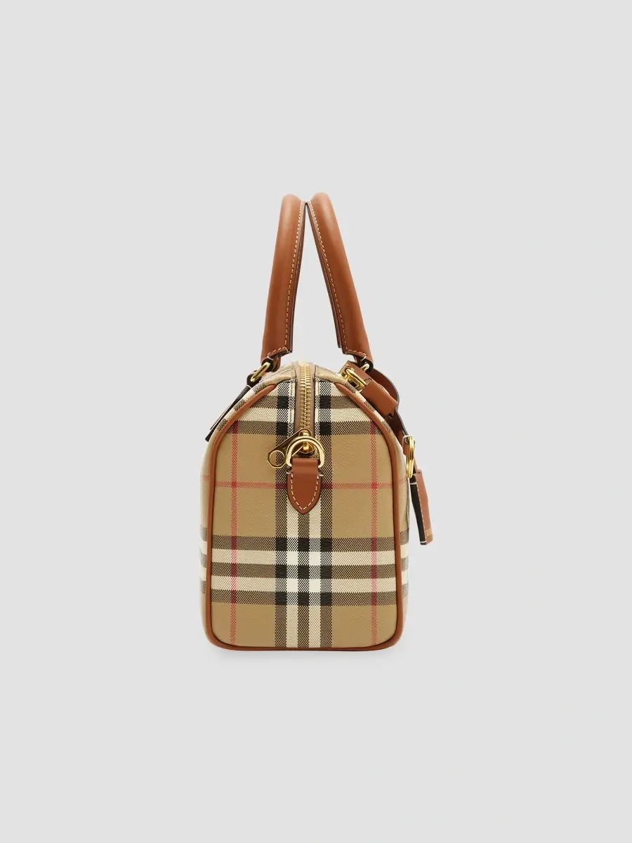 Burberry Women's Small Check Canvas Bowling Bag | Thumbnail 3 Burberry Women's Small Check Canvas Bowling Bag | Thumbnail 3
