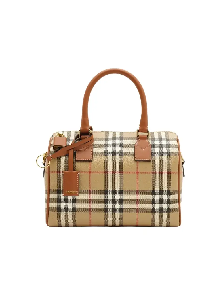 Women's Small Check Canvas Bowling Bag Women's Small Check Canvas Bowling Bag