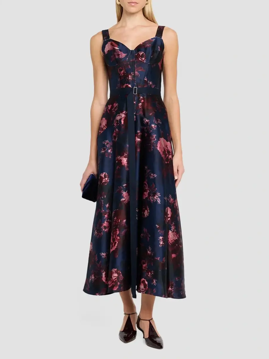 Erdem Women's Floral Belted Midi Dress | Thumbnail 2 Erdem Women's Floral Belted Midi Dress | Thumbnail 2