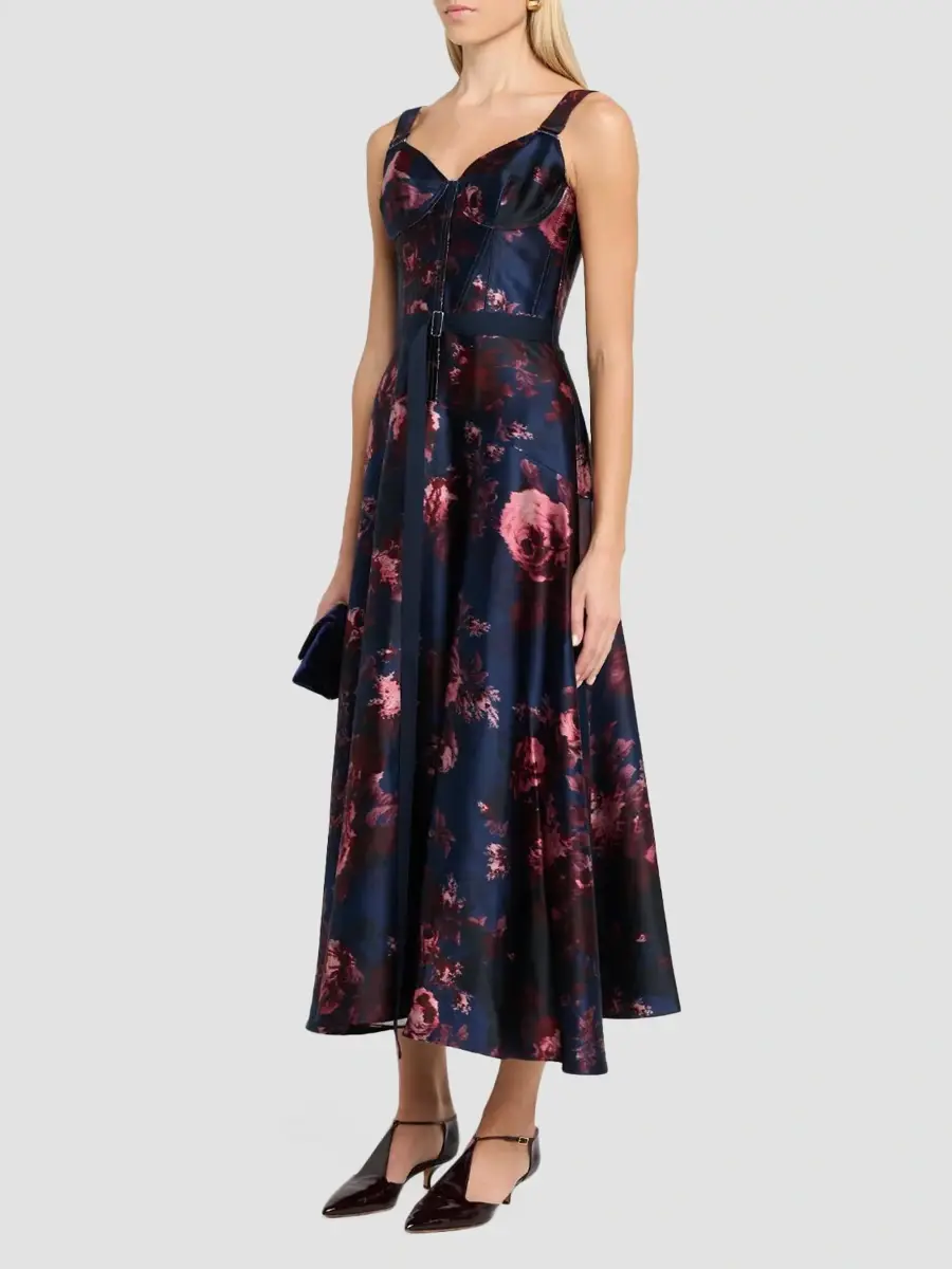 Erdem Women's Floral Belted Midi Dress | Thumbnail 4 Erdem Women's Floral Belted Midi Dress | Thumbnail 4