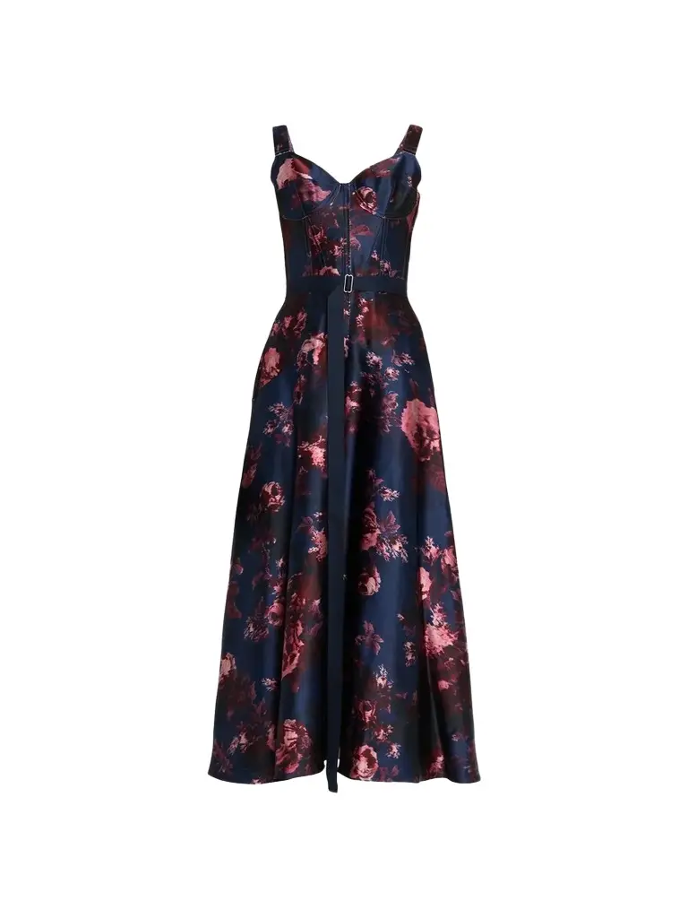Women's Floral Belted Midi Dress Women's Floral Belted Midi Dress