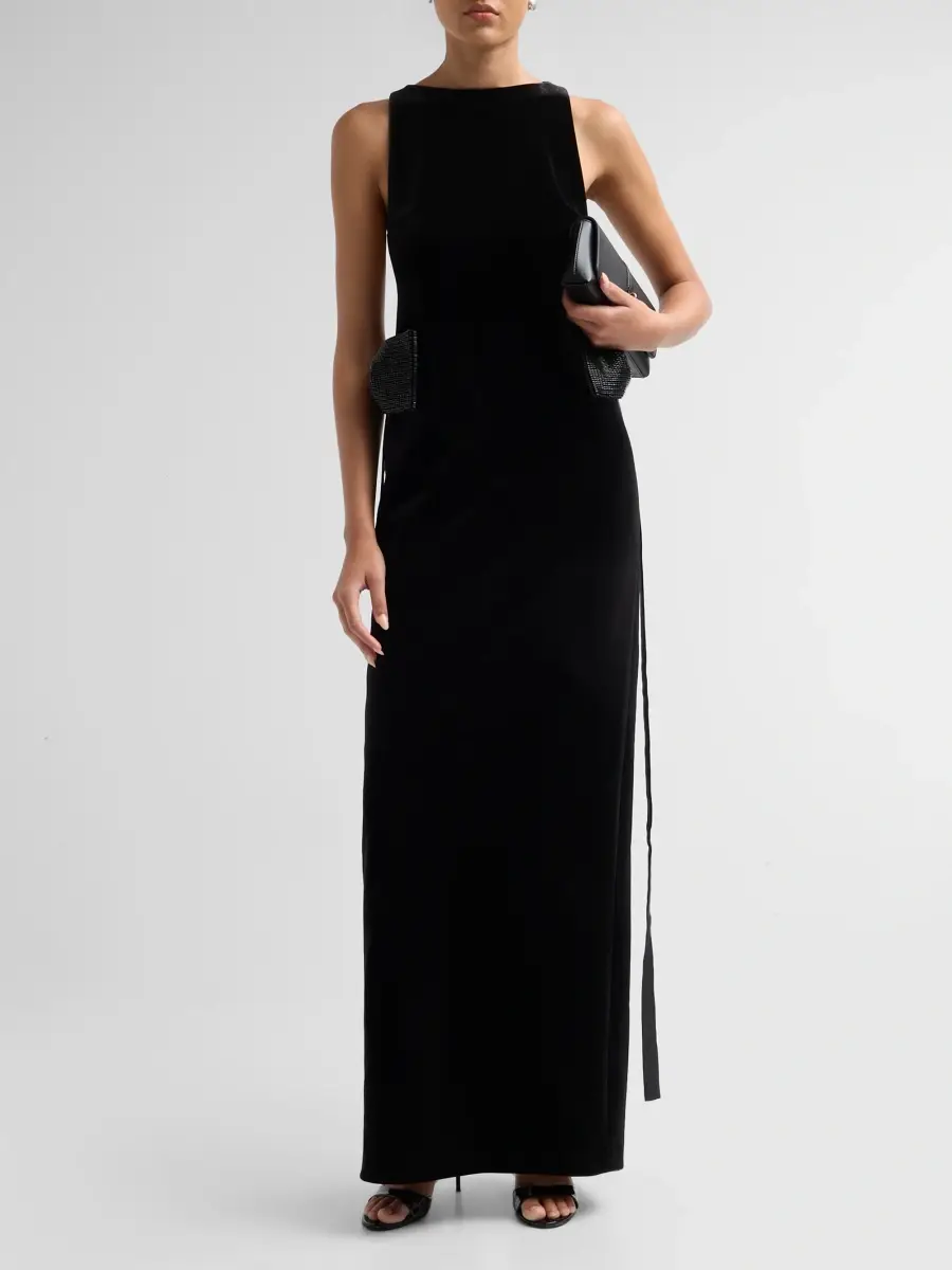 Self-Portrait Women's Bow-Side Velvet Gown | Thumbnail 2 Self-Portrait Women's Bow-Side Velvet Gown | Thumbnail 2
