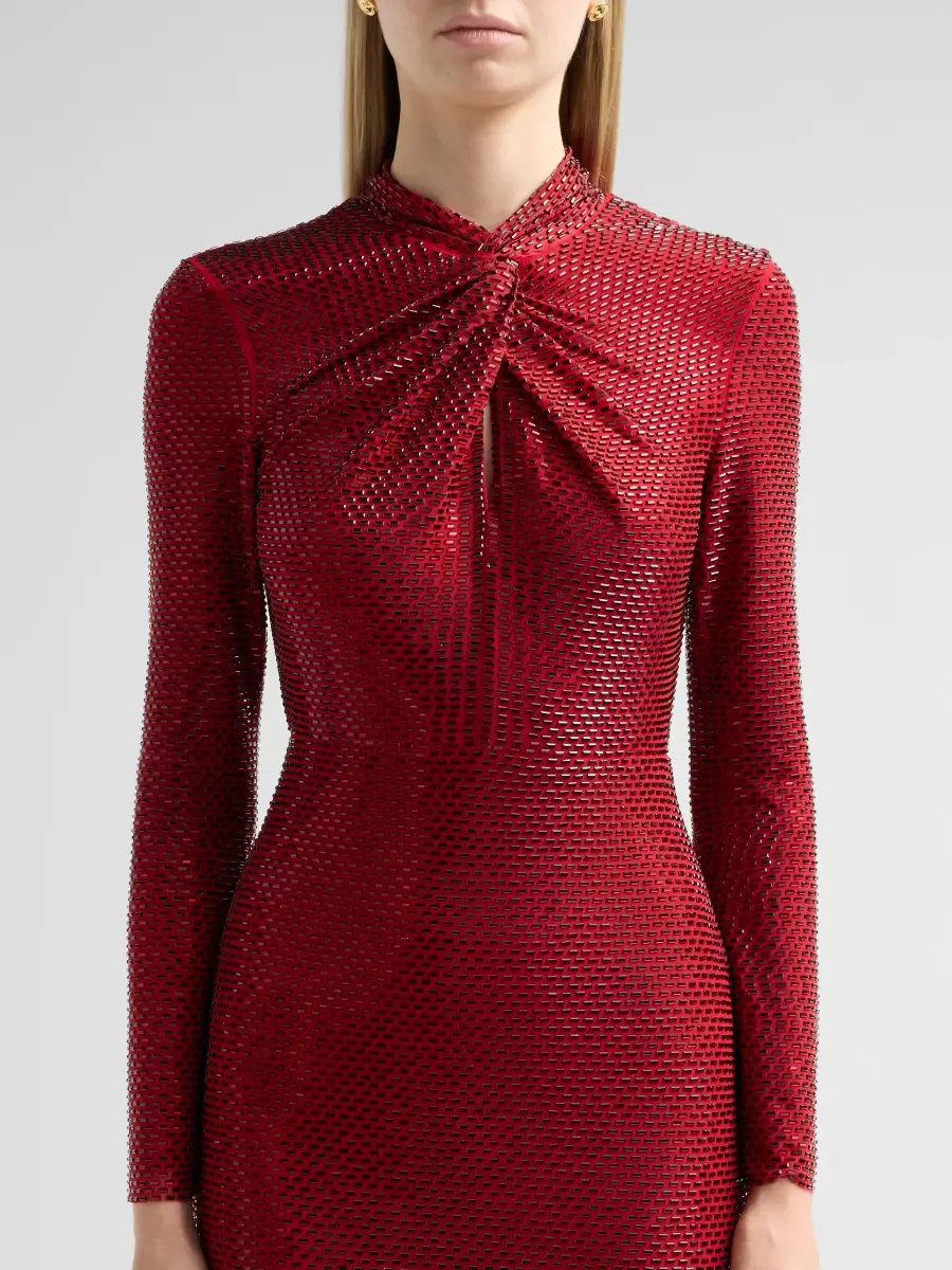 Self-Portrait Women's Rhinestone-Mesh Twist Midi Dress | Thumbnail 5
