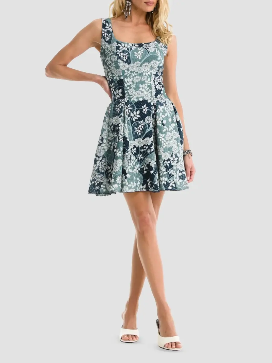 Agua Bendita Women's ?Kristen Glazia Floral Jacquard Mini Dress | Thumbnail 2 Agua Bendita Women's ?Kristen Glazia Floral Jacquard Mini Dress | Thumbnail 2