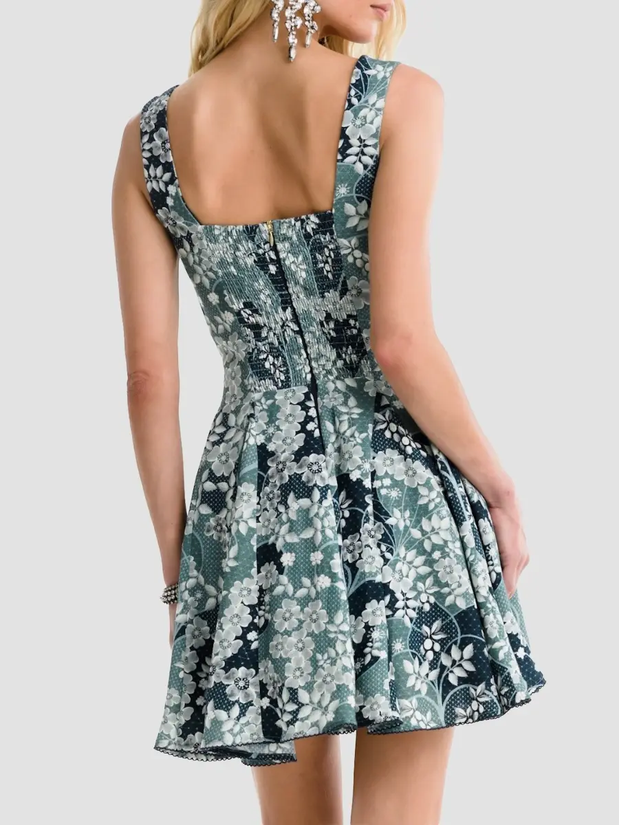Agua Bendita Women's ?Kristen Glazia Floral Jacquard Mini Dress | Thumbnail 3 Agua Bendita Women's ?Kristen Glazia Floral Jacquard Mini Dress | Thumbnail 3