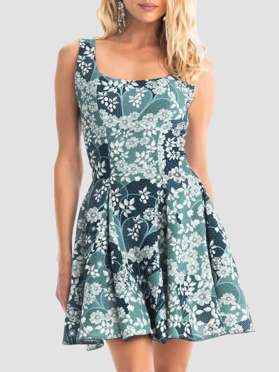 Agua Bendita Women's ?Kristen Glazia Floral Jacquard Mini Dress | Thumbnail 4 Agua Bendita Women's ?Kristen Glazia Floral Jacquard Mini Dress | Thumbnail 4