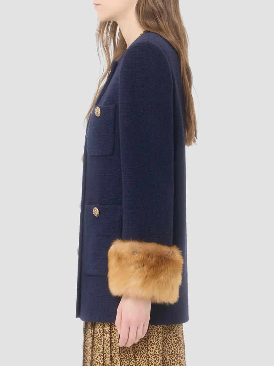 Valentino Women's Caban in Plain Wool Tweed | Thumbnail 4 Valentino Women's Caban in Plain Wool Tweed | Thumbnail 4