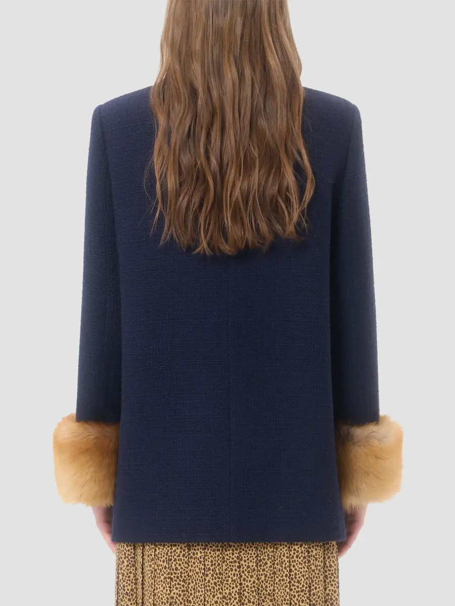 Valentino Women's Caban in Plain Wool Tweed | Thumbnail 5 Valentino Women's Caban in Plain Wool Tweed | Thumbnail 5