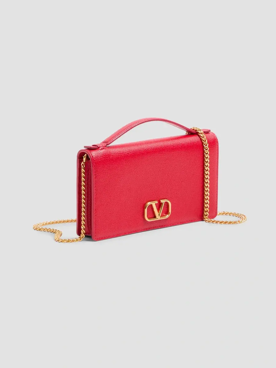 Valentino Women's VLogo Signature Grainy Calfskin Wallet with Chain - Rouge Pur | Thumbnail 3 Valentino Women's VLogo Signature Grainy Calfskin Wallet with Chain - Rouge Pur | Thumbnail 3