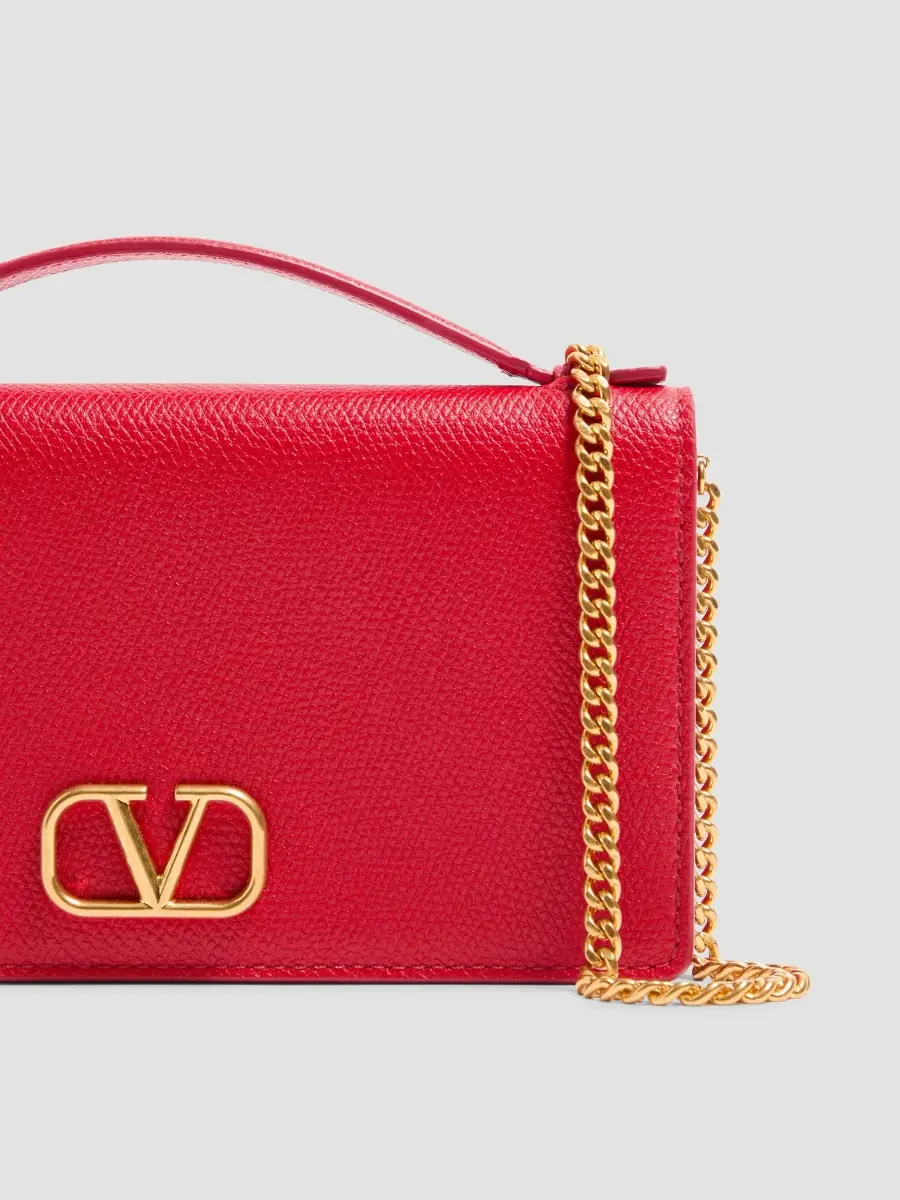 Valentino Women's VLogo Signature Grainy Calfskin Wallet with Chain - Rouge Pur | Thumbnail 7 Valentino Women's VLogo Signature Grainy Calfskin Wallet with Chain - Rouge Pur | Thumbnail 7