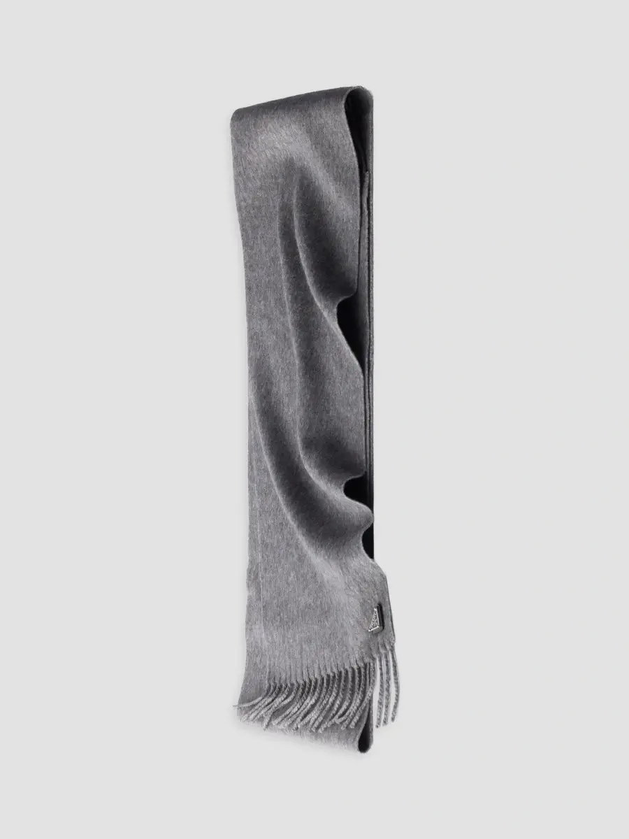 Prada Men's Silk and Cashmere Scarf - Grey | Thumbnail 2 Prada Men's Silk and Cashmere Scarf - Grey | Thumbnail 2