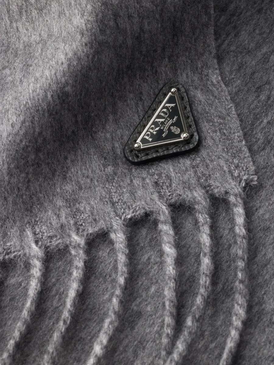 Prada Men's Silk and Cashmere Scarf - Grey | Thumbnail 3 Prada Men's Silk and Cashmere Scarf - Grey | Thumbnail 3