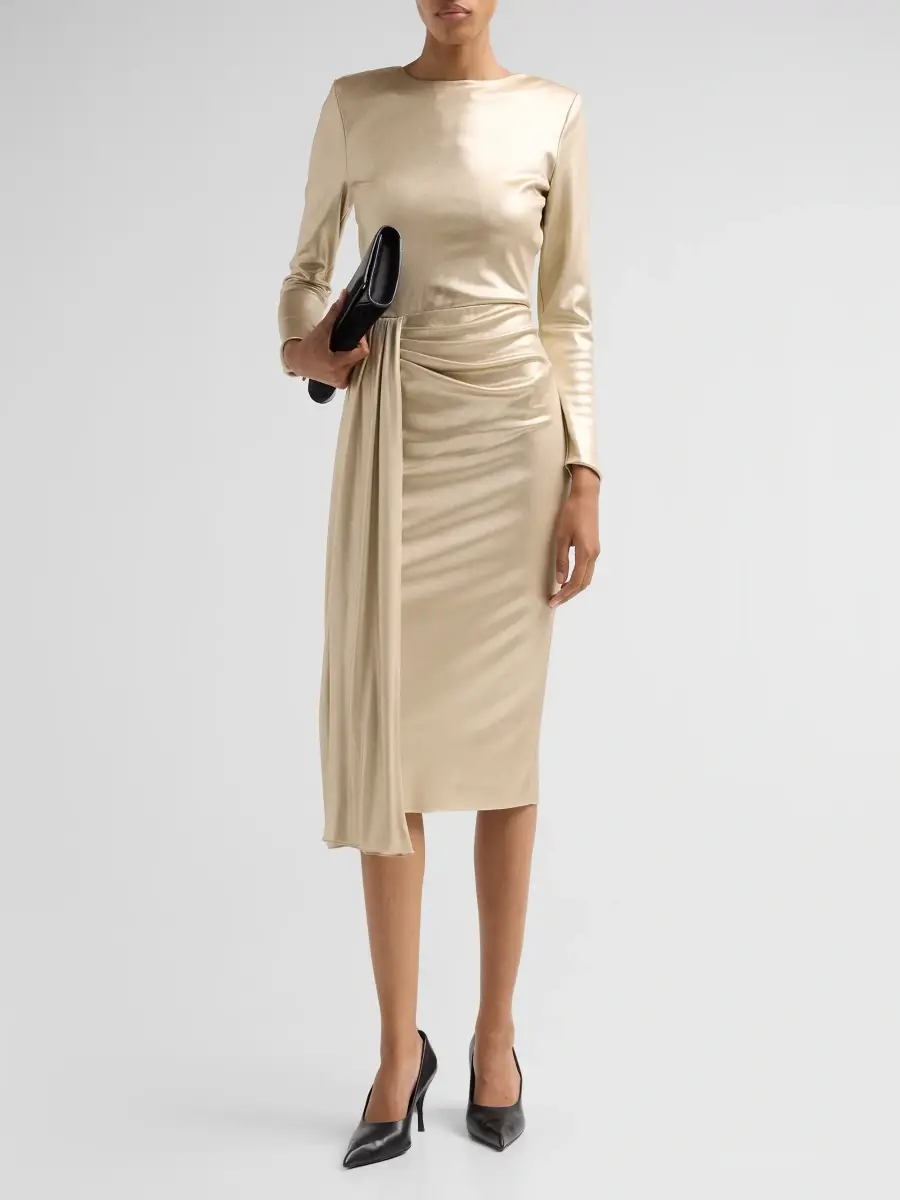 Chiara Boni La Petite Robe Women's Esha Splendid Metallic Midi Dress | Thumbnail 2 Chiara Boni La Petite Robe Women's Esha Splendid Metallic Midi Dress | Thumbnail 2