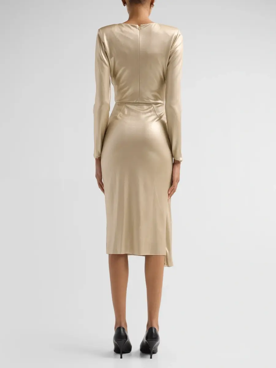 Chiara Boni La Petite Robe Women's Esha Splendid Metallic Midi Dress | Thumbnail 3 Chiara Boni La Petite Robe Women's Esha Splendid Metallic Midi Dress | Thumbnail 3