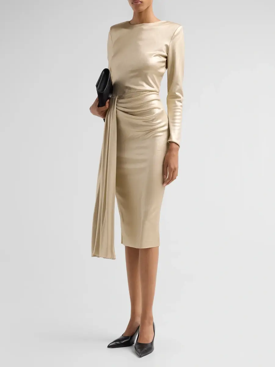 Chiara Boni La Petite Robe Women's Esha Splendid Metallic Midi Dress | Thumbnail 4 Chiara Boni La Petite Robe Women's Esha Splendid Metallic Midi Dress | Thumbnail 4