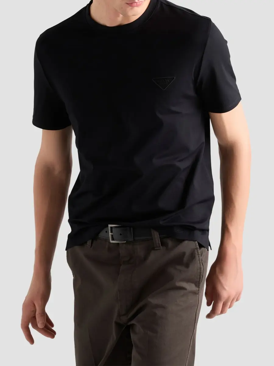 Prada Men's Stretch Cotton T-Shirt | Thumbnail 4 Prada Men's Stretch Cotton T-Shirt | Thumbnail 4