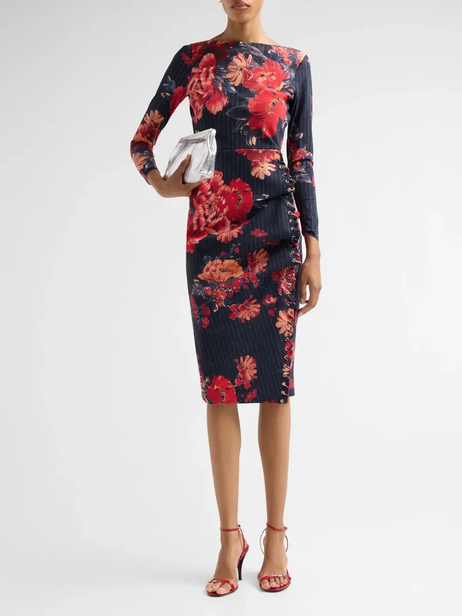 Chiara Boni La Petite Robe Women's Adlia Floral Jersey Boatneck Midi Dress | Thumbnail 2 Chiara Boni La Petite Robe Women's Adlia Floral Jersey Boatneck Midi Dress | Thumbnail 2
