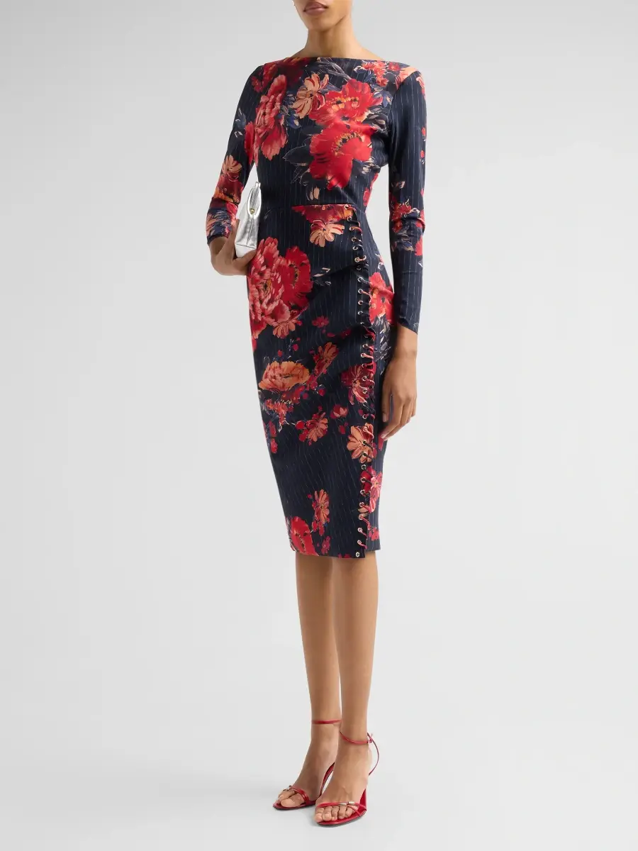 Chiara Boni La Petite Robe Women's Adlia Floral Jersey Boatneck Midi Dress | Thumbnail 4 Chiara Boni La Petite Robe Women's Adlia Floral Jersey Boatneck Midi Dress | Thumbnail 4