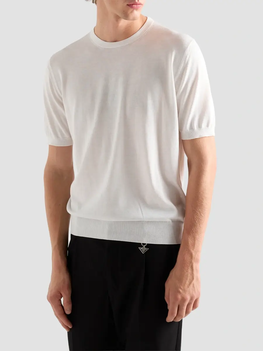 Prada Men's Silk and Cotton Crew-Neck Sweater | Thumbnail 3 Prada Men's Silk and Cotton Crew-Neck Sweater | Thumbnail 3