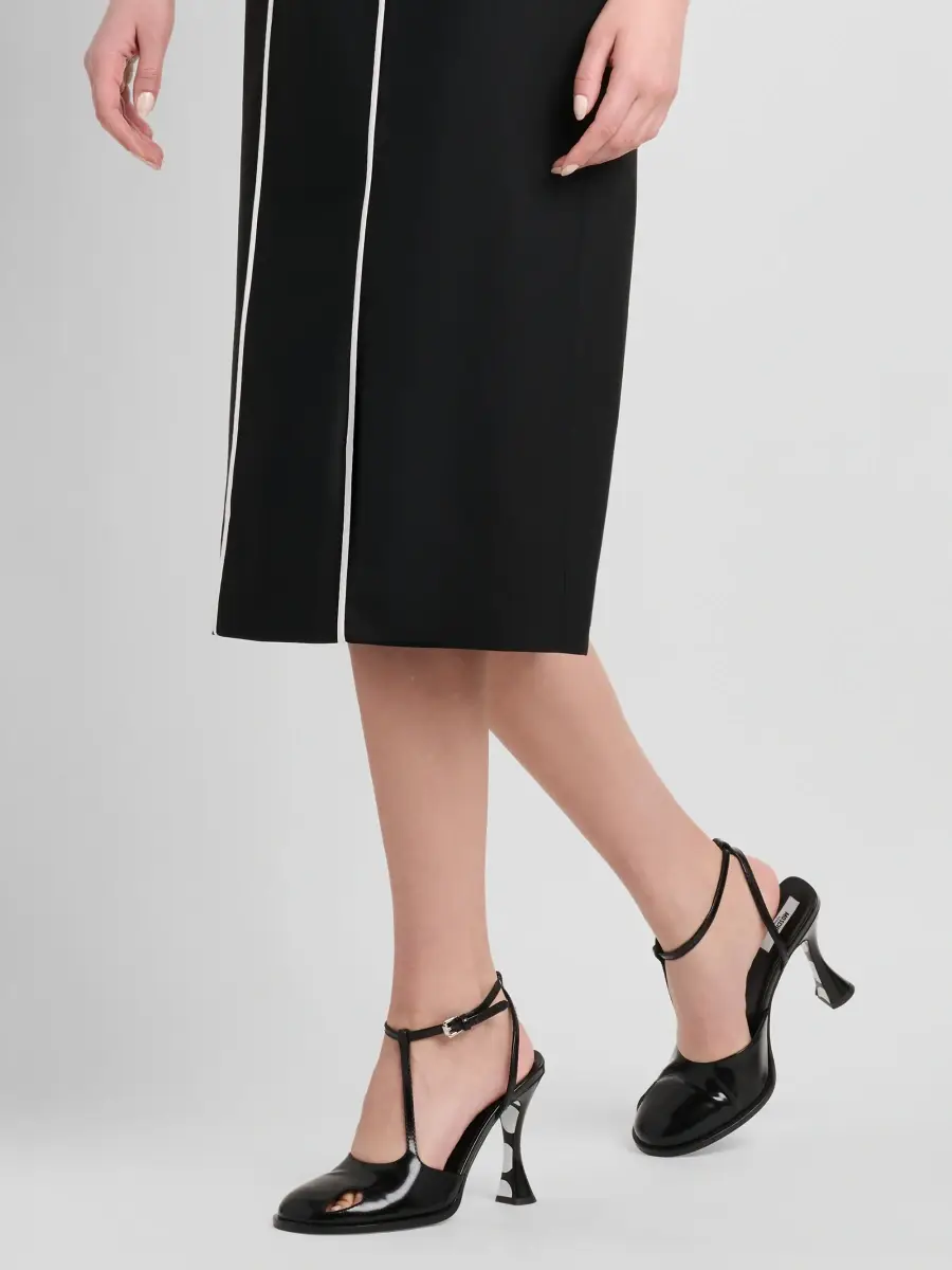MOSCHINO Women's 100MM Cut-Out Patent Leather T-Strap Pumps | Thumbnail 3 MOSCHINO Women's 100MM Cut-Out Patent Leather T-Strap Pumps | Thumbnail 3
