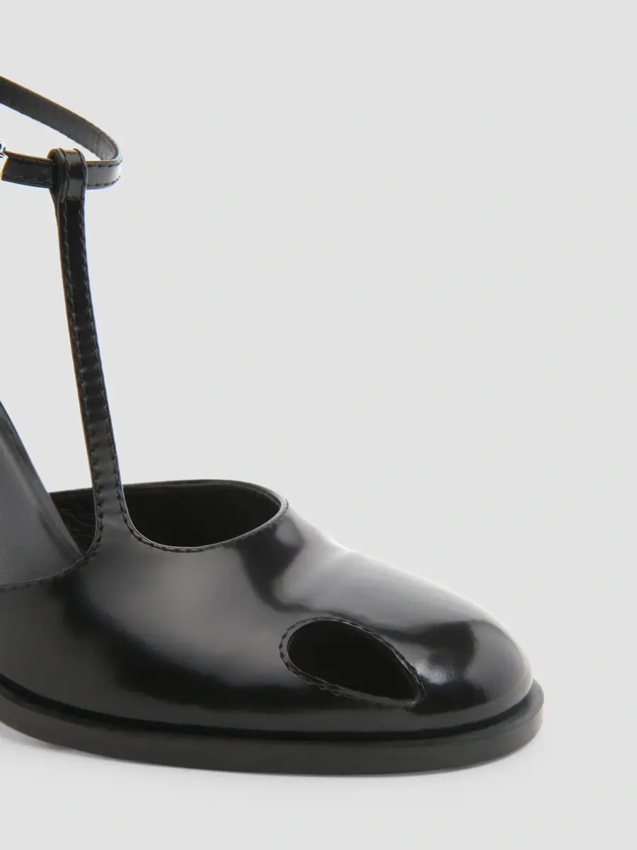 MOSCHINO Women's 100MM Cut-Out Patent Leather T-Strap Pumps | Thumbnail 6 MOSCHINO Women's 100MM Cut-Out Patent Leather T-Strap Pumps | Thumbnail 6