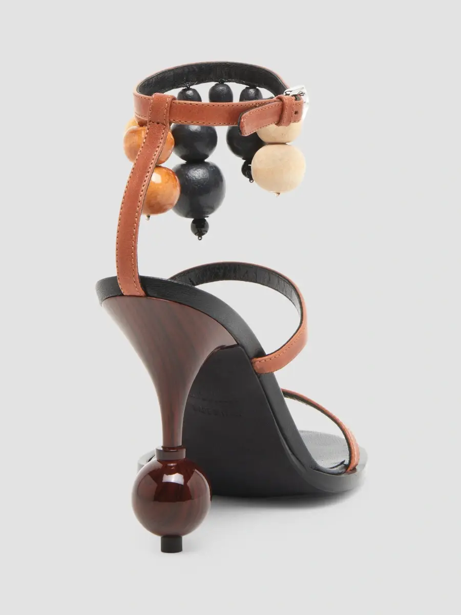 MOSCHINO Women's 100MM Beaded Leather Sandals | Thumbnail 2