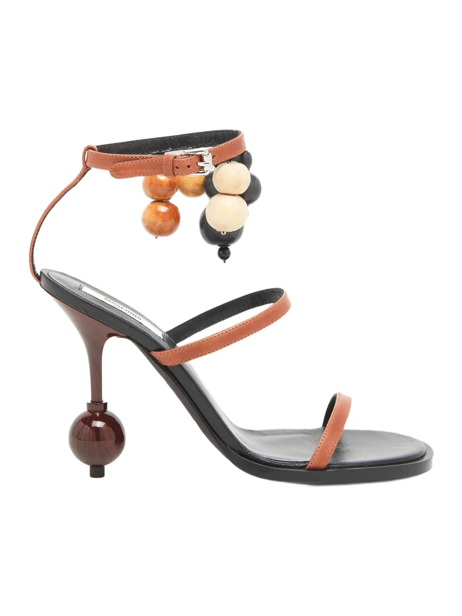 MOSCHINO Women's 100MM Beaded Leather Sandals