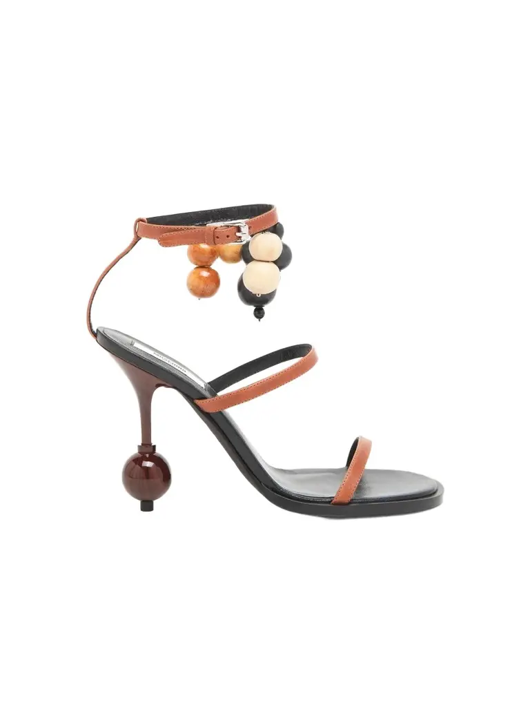 MOSCHINO Women's 100MM Beaded Leather Sandals