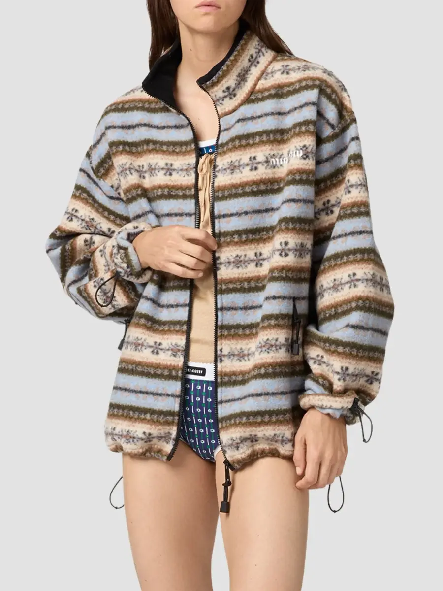 Miu Miu Women's Cotton Fleece Zipper Jacket | Thumbnail 3 Miu Miu Women's Cotton Fleece Zipper Jacket | Thumbnail 3