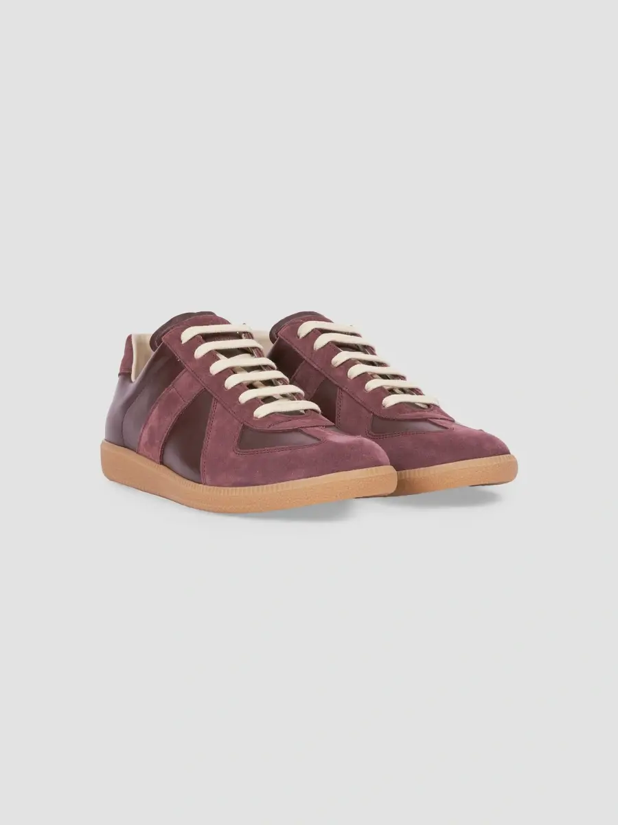 Maison Margiela Men's Men's Replica Leather & Suede Sneakers - Winetasting | Thumbnail 2