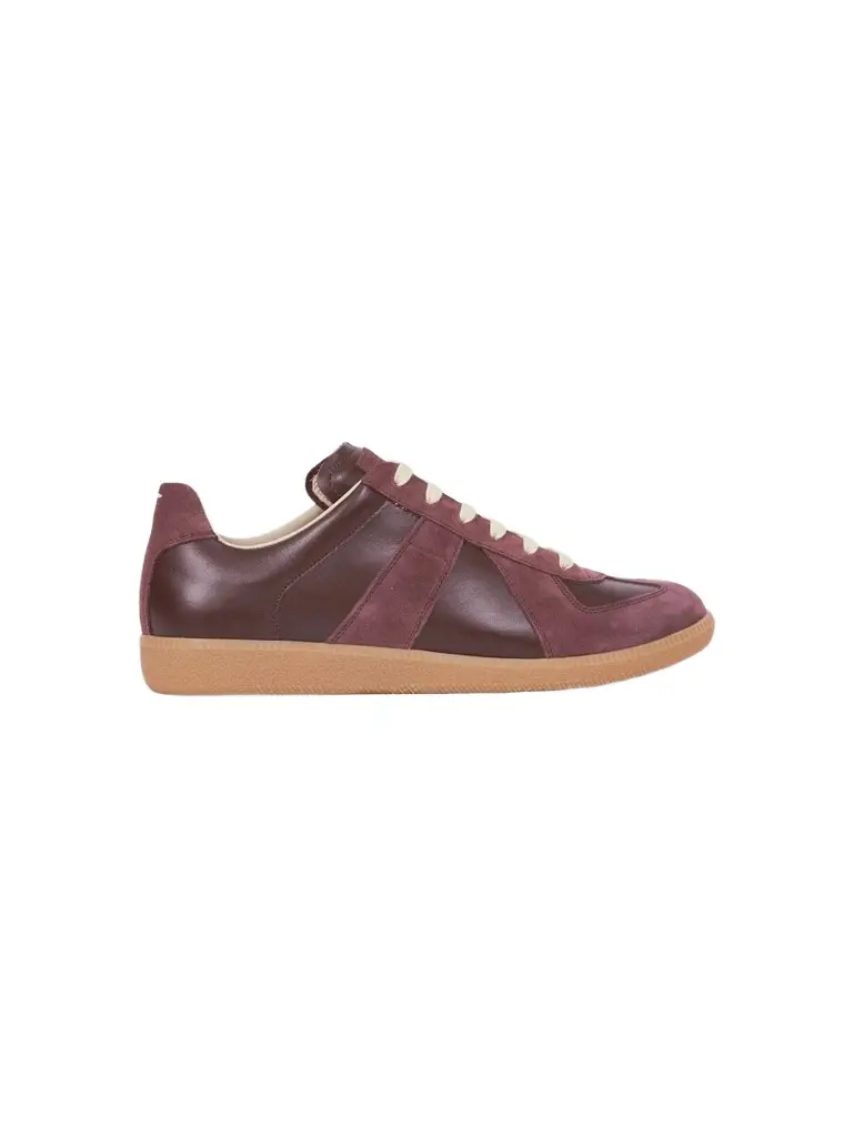 Maison Margiela Men's Men's Replica Leather & Suede Sneakers - Winetasting