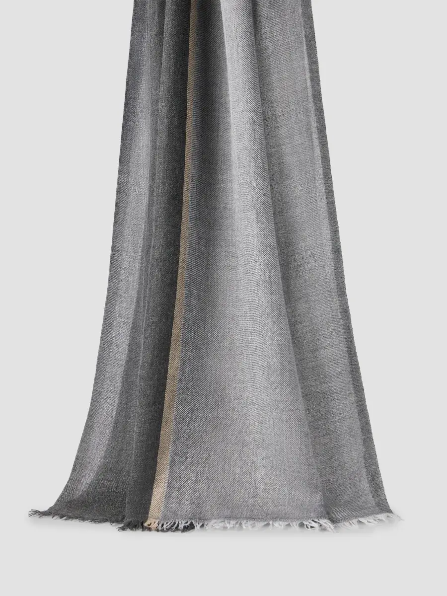 Brunello Cucinelli Men's Cashmere and Silk Color Block Scarf | Thumbnail 2 Brunello Cucinelli Men's Cashmere and Silk Color Block Scarf | Thumbnail 2
