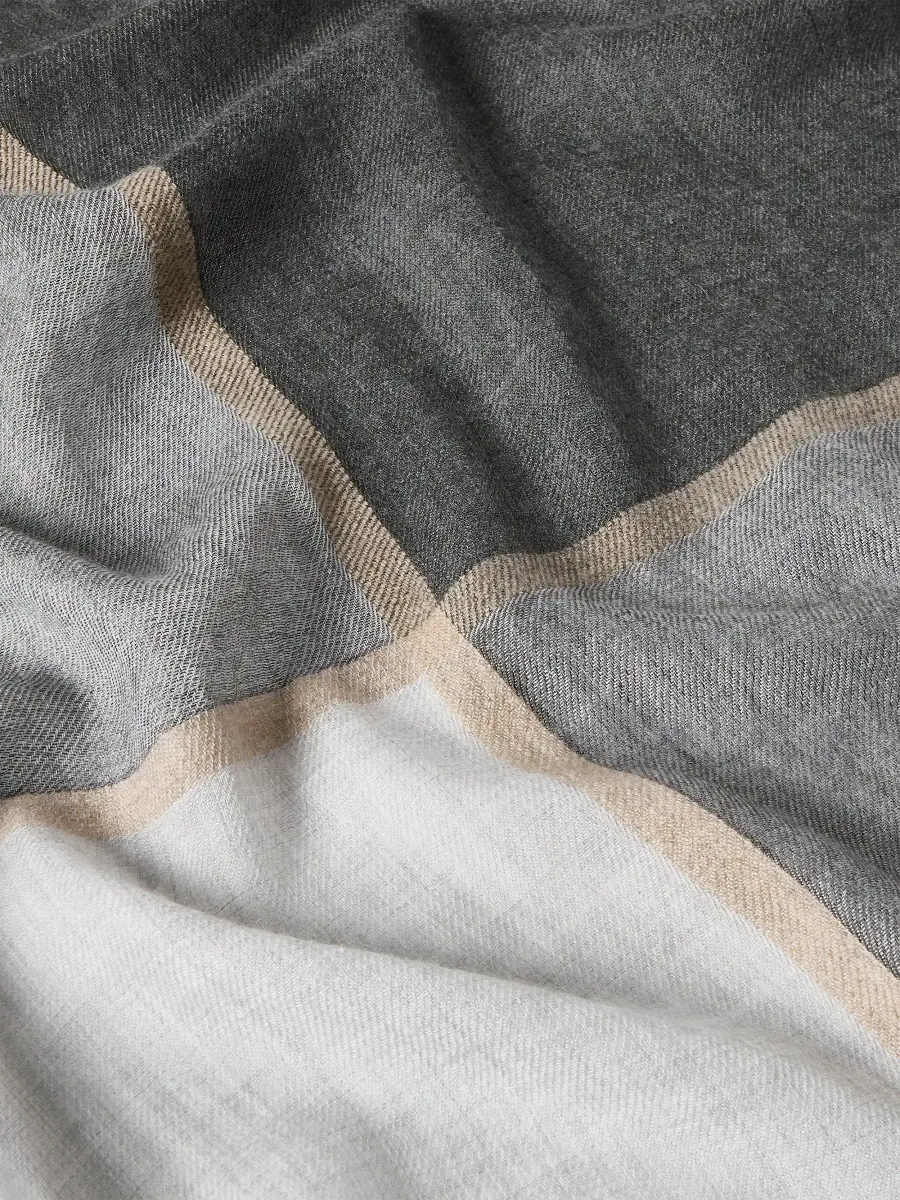 Brunello Cucinelli Men's Cashmere and Silk Color Block Scarf | Thumbnail 3 Brunello Cucinelli Men's Cashmere and Silk Color Block Scarf | Thumbnail 3