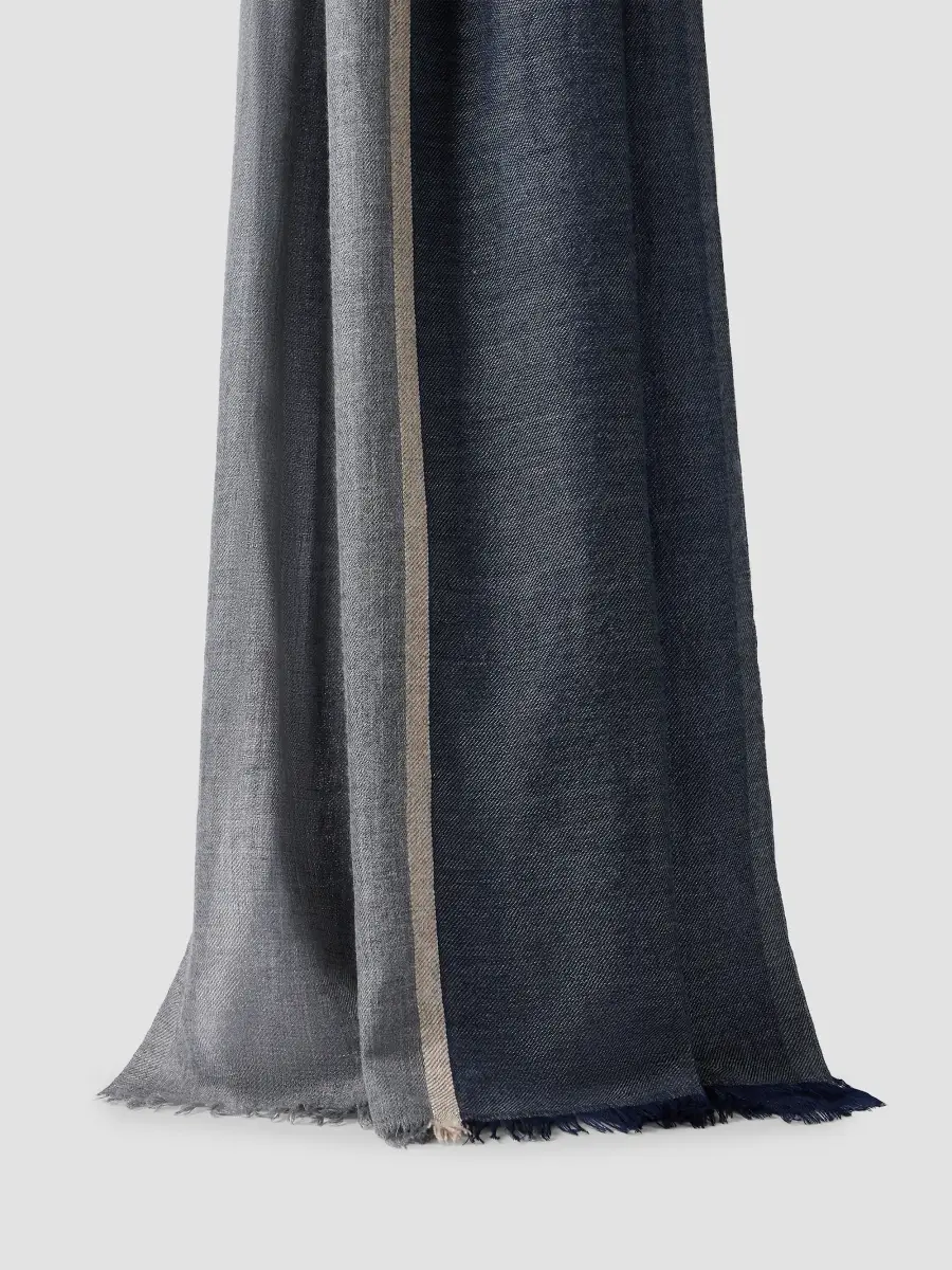 Brunello Cucinelli Men's Cashmere and Silk Color Block Scarf | Thumbnail 2