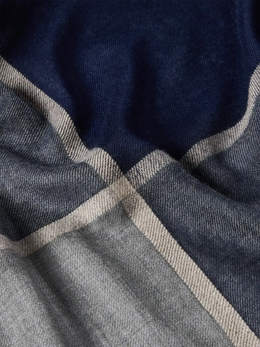 Brunello Cucinelli Men's Cashmere and Silk Color Block Scarf | Thumbnail 3