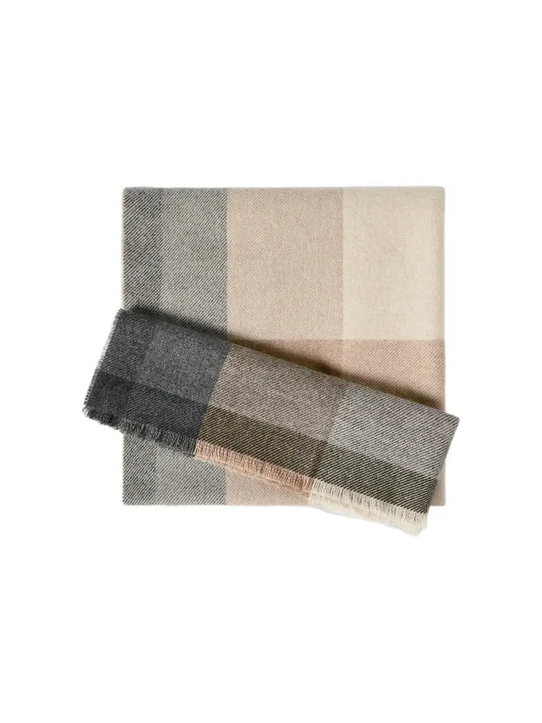 Brunello Cucinelli Men's Wool and Cashmere Checked Twill Scarf