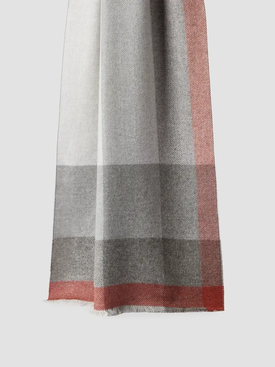 Brunello Cucinelli Men's Wool and Cashmere Checked Twill Scarf | Thumbnail 2 Brunello Cucinelli Men's Wool and Cashmere Checked Twill Scarf | Thumbnail 2