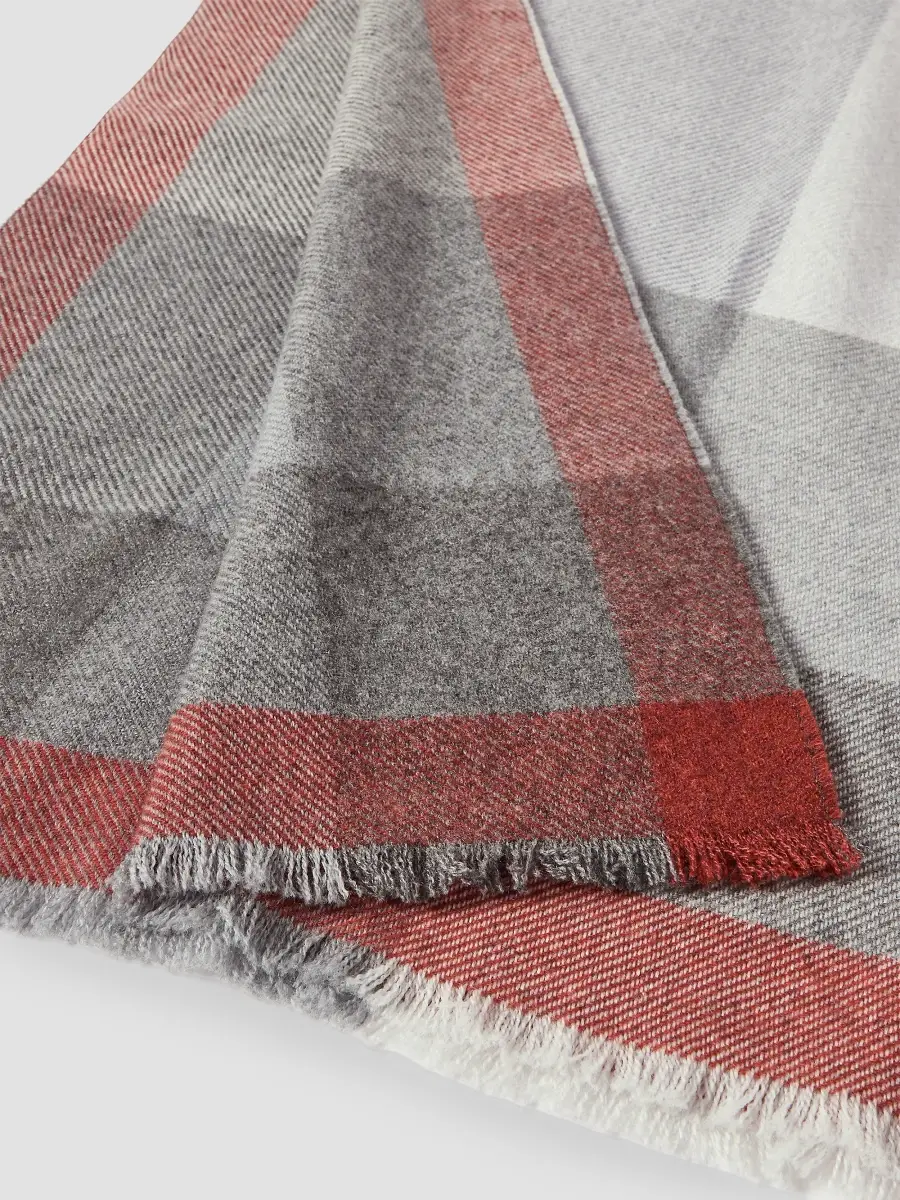 Brunello Cucinelli Men's Wool and Cashmere Checked Twill Scarf | Thumbnail 3 Brunello Cucinelli Men's Wool and Cashmere Checked Twill Scarf | Thumbnail 3