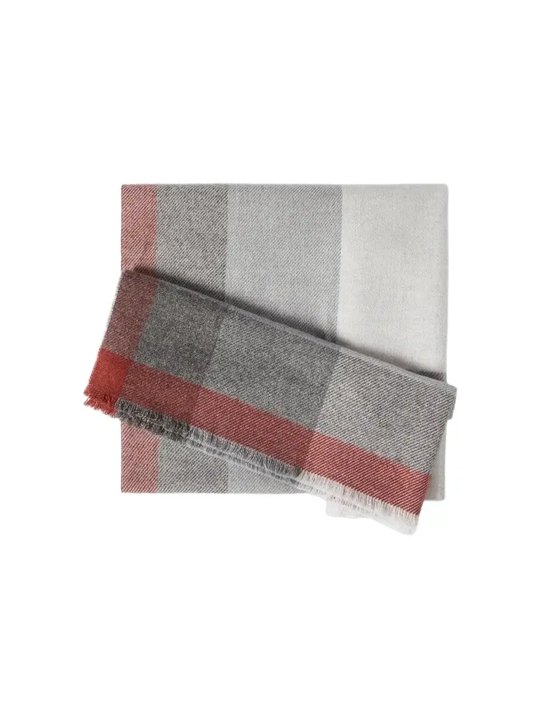 Brunello Cucinelli Men's Wool and Cashmere Checked Twill Scarf