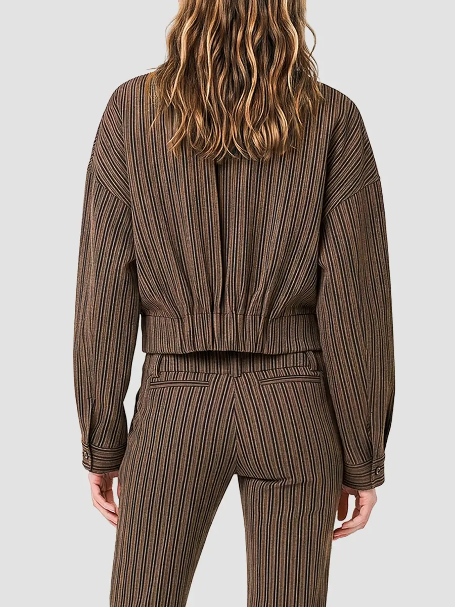 Nicholas the Label Women's Bronte Striped Crop Bomber Jacket | Thumbnail 3 Nicholas the Label Women's Bronte Striped Crop Bomber Jacket | Thumbnail 3