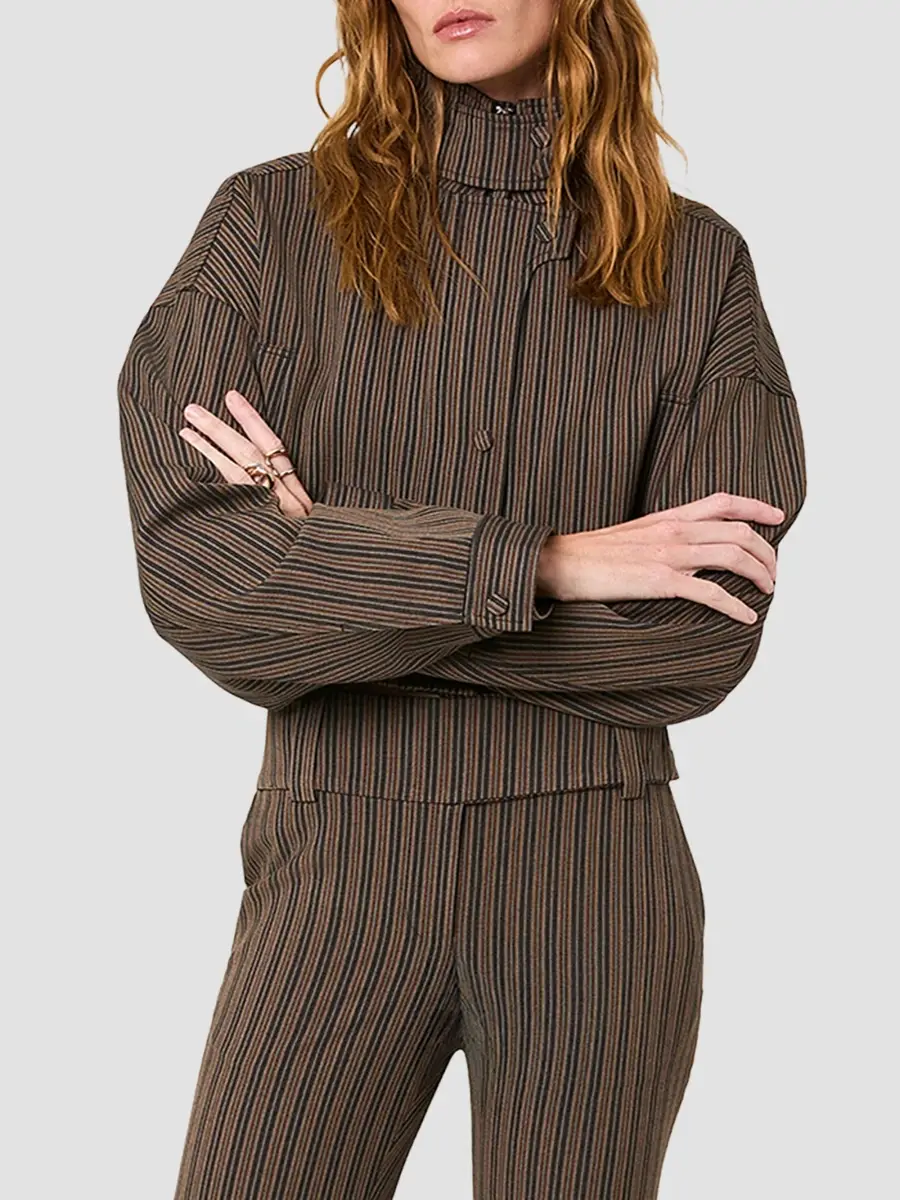 Nicholas the Label Women's Bronte Striped Crop Bomber Jacket | Thumbnail 4 Nicholas the Label Women's Bronte Striped Crop Bomber Jacket | Thumbnail 4