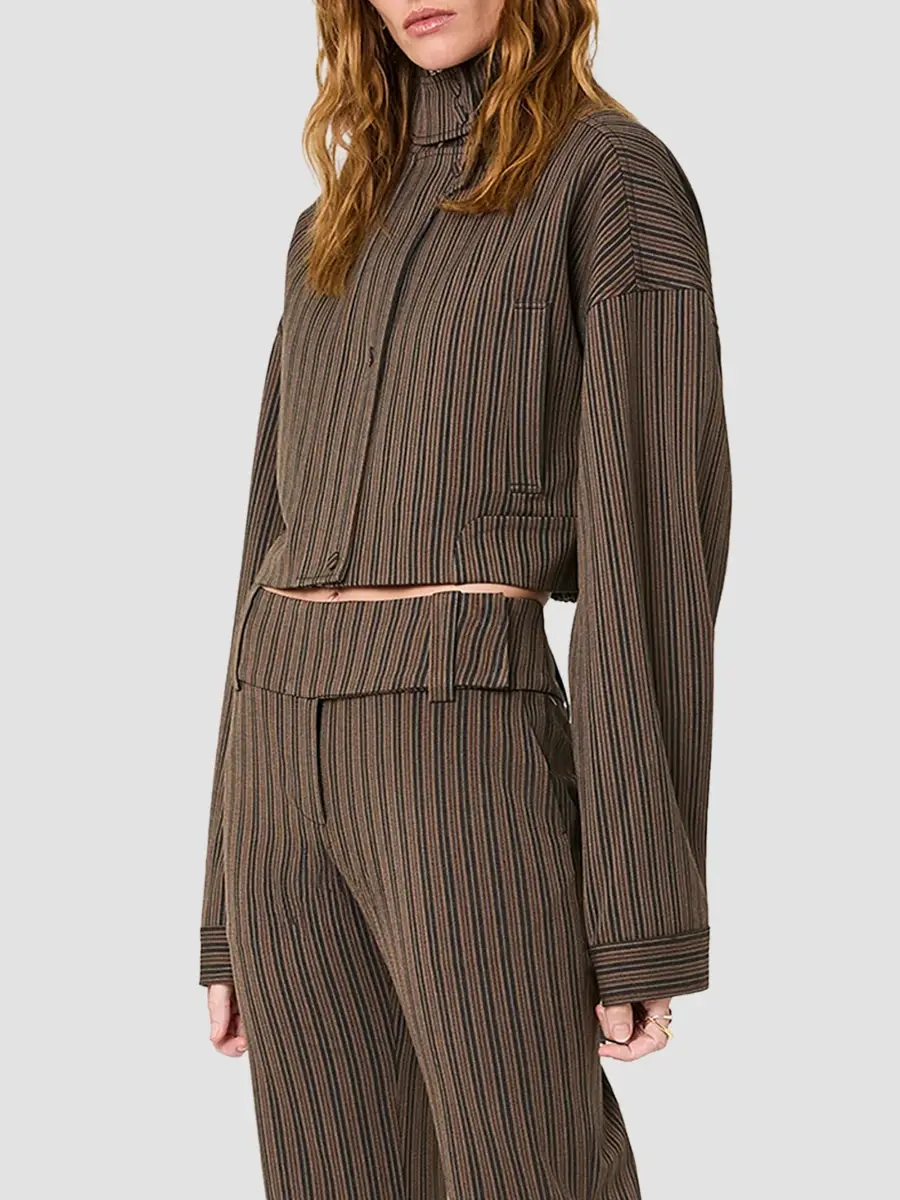 Nicholas the Label Women's Bronte Striped Crop Bomber Jacket | Thumbnail 5 Nicholas the Label Women's Bronte Striped Crop Bomber Jacket | Thumbnail 5