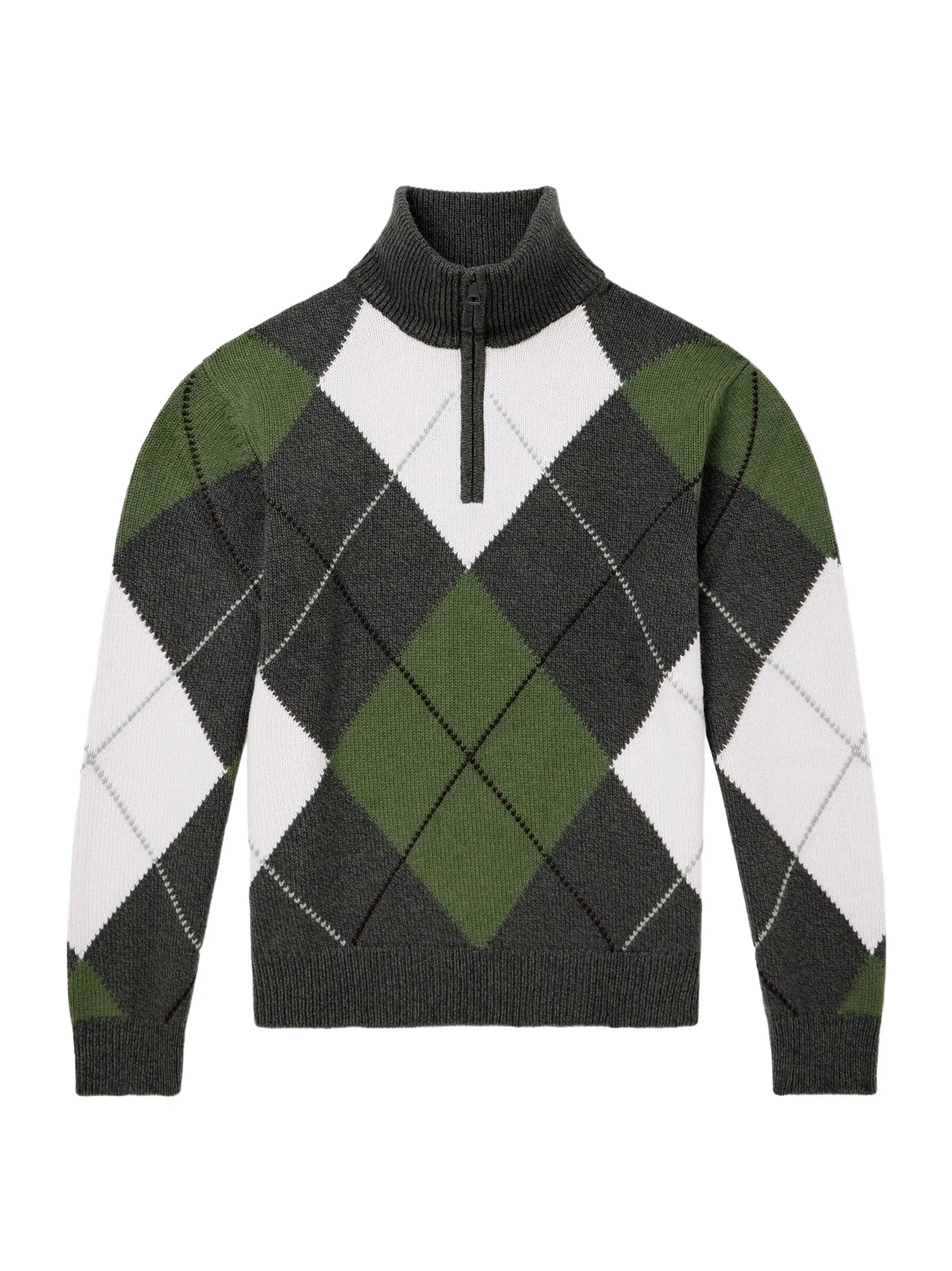 Purdey Argyle Wool and Cashmere-Blend Half-Zip Sweater - Men