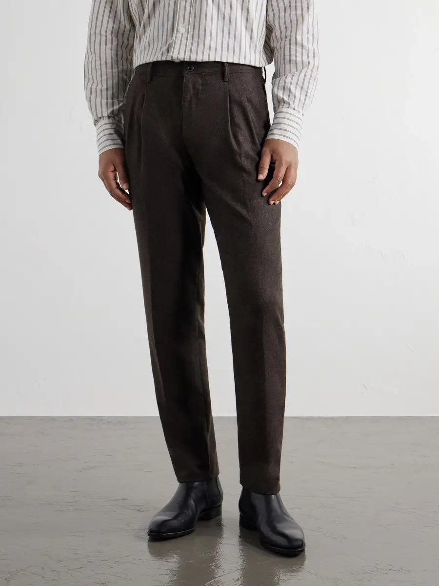 Slowear Tapered Pleated Wool-Blend Flannel Trousers - Men | Thumbnail 3 Slowear Tapered Pleated Wool-Blend Flannel Trousers - Men | Thumbnail 3