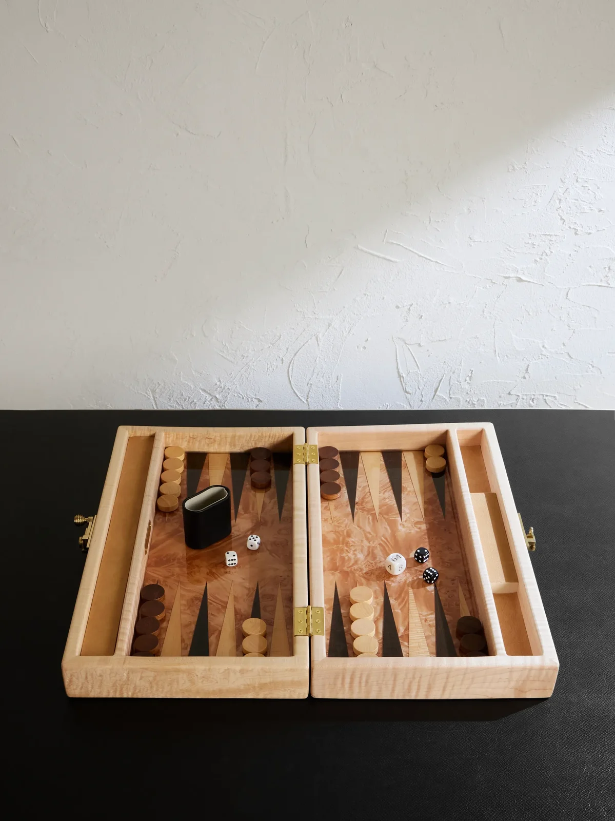 The Garnered Christopher Williams Burr and Maple Backgammon Set - Men