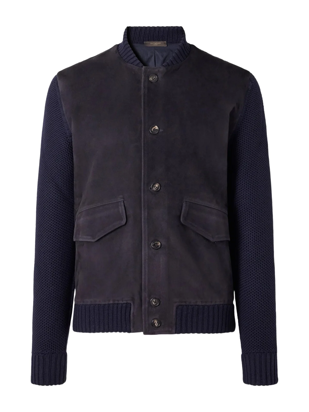 Slowear Zanone Slim-Fit Suede and Honeycomb-Knit Virgin Wool Bomber Jacket - Men