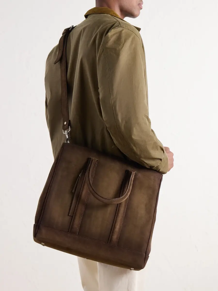 Officine Creative Quentin/026 Cashmere-Lined Suede Tote Bag - Men | Thumbnail 2 Officine Creative Quentin/026 Cashmere-Lined Suede Tote Bag - Men | Thumbnail 2