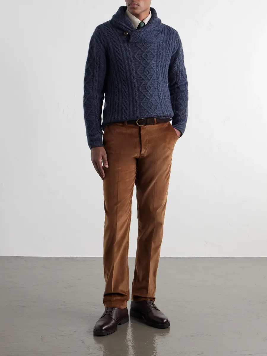 Purdey Shawl-Collar Aran Cable-Knit Wool Sweater - Men | Thumbnail 2 Purdey Shawl-Collar Aran Cable-Knit Wool Sweater - Men | Thumbnail 2