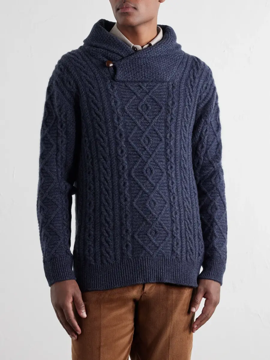 Purdey Shawl-Collar Aran Cable-Knit Wool Sweater - Men | Thumbnail 3 Purdey Shawl-Collar Aran Cable-Knit Wool Sweater - Men | Thumbnail 3