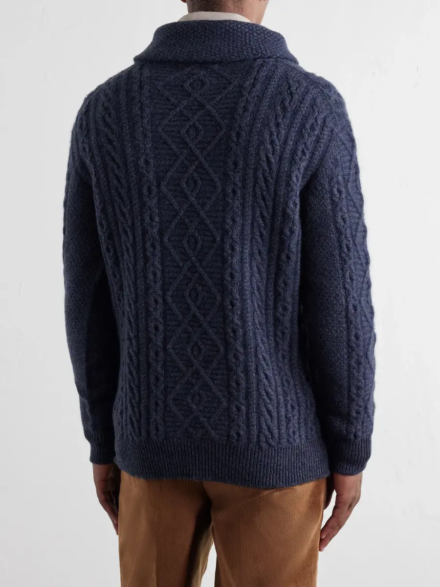 Purdey Shawl-Collar Aran Cable-Knit Wool Sweater - Men | Thumbnail 4 Purdey Shawl-Collar Aran Cable-Knit Wool Sweater - Men | Thumbnail 4